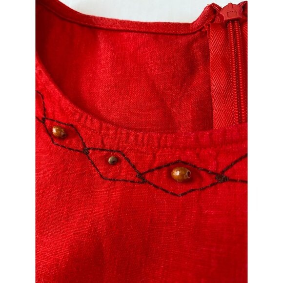 Coldwater Creek Red Sleeveless Embroidered Hem Dress With Back Zipper Size P14 - Picture 12 of 12